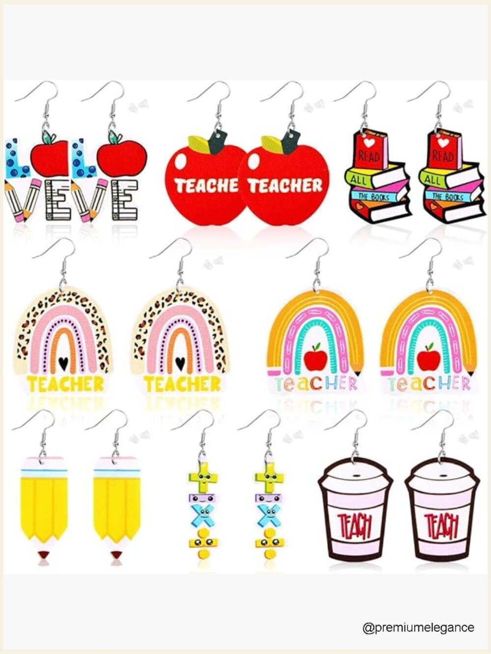 8 Pairs Faux Leather Leaf Long Dangle Earrings Set Lightweight Teardrop Teacher
